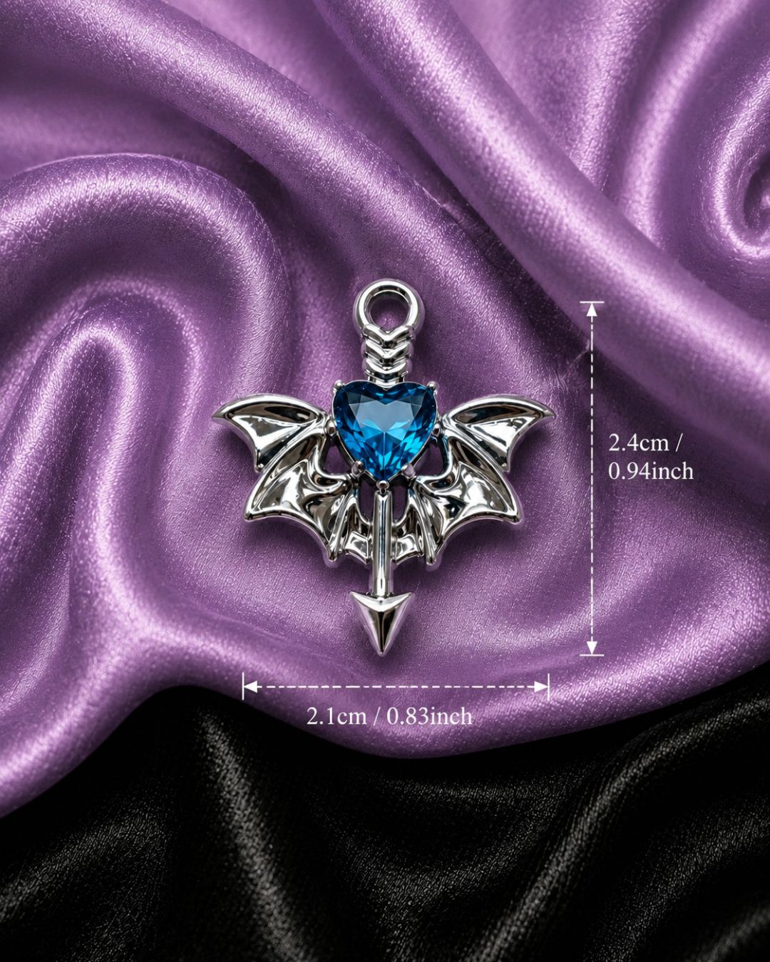 Midnight Heart Bat Charm