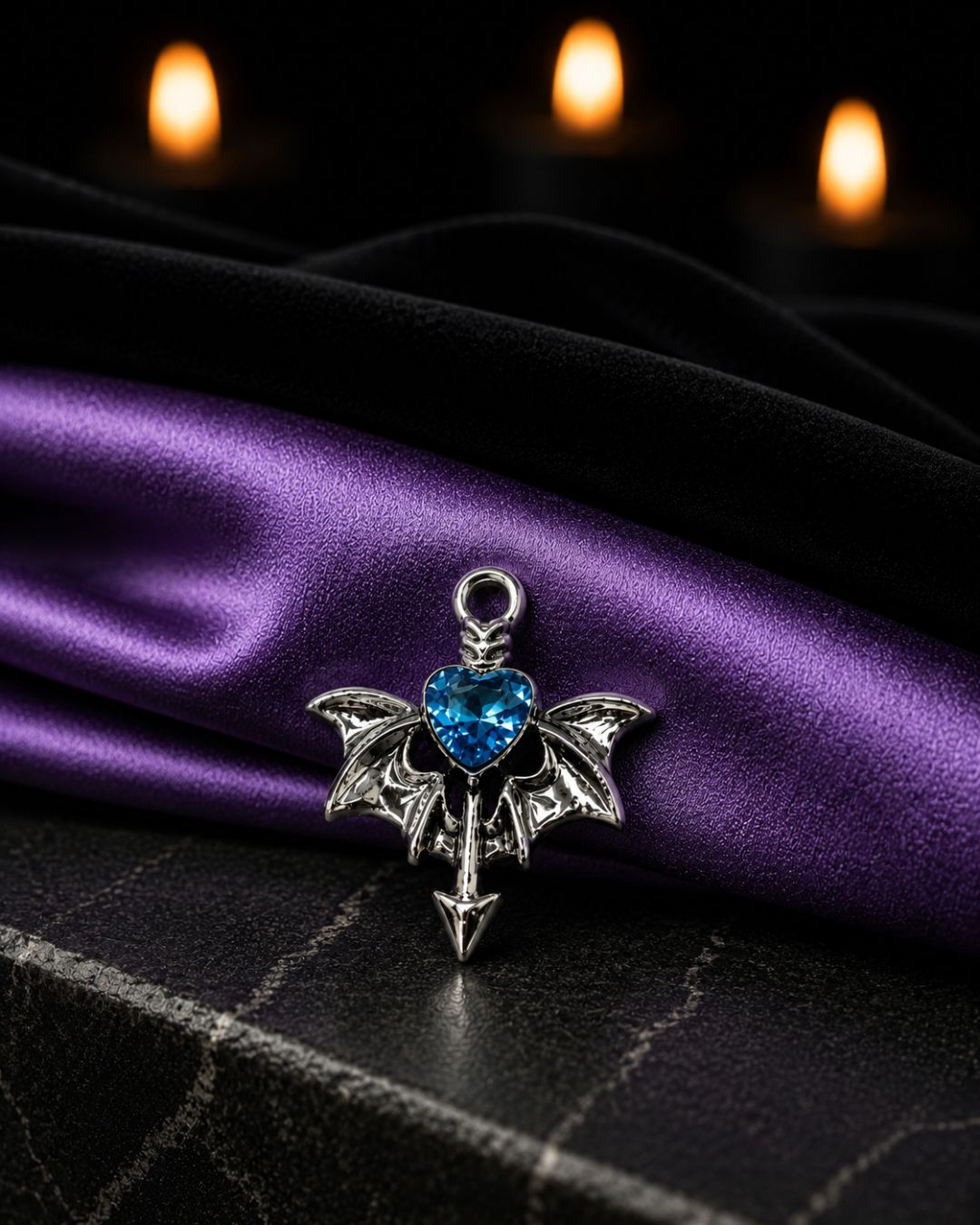 Midnight Heart Bat Charm