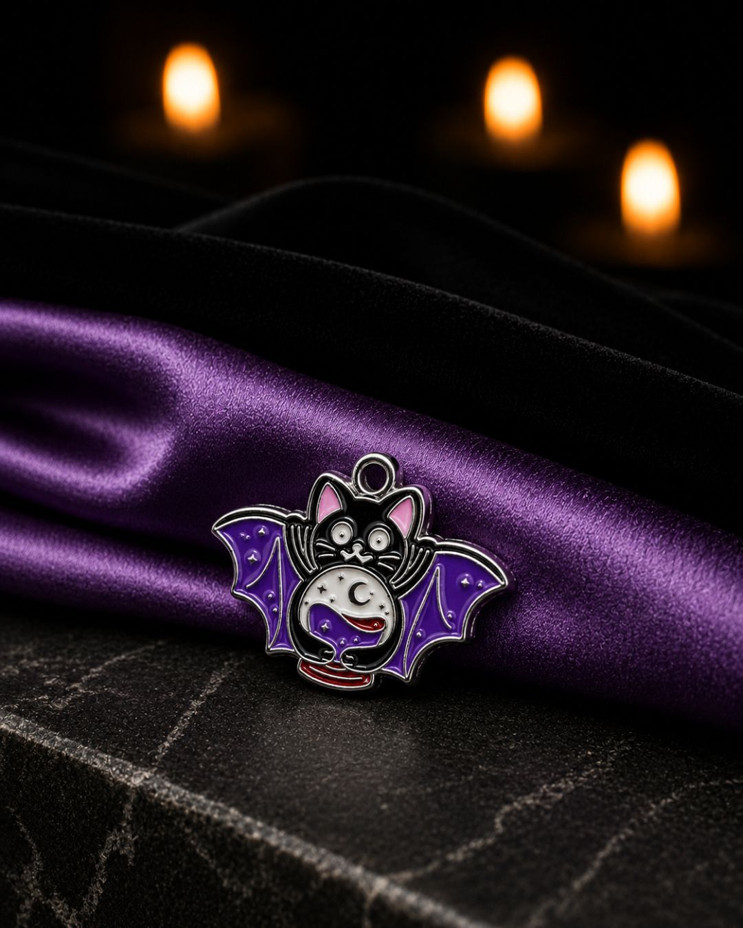 Bat Crystal Ball Charm
